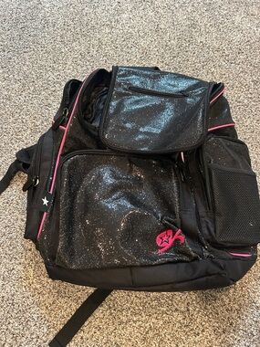 Black Glitter GK Backpack with Pink Accents